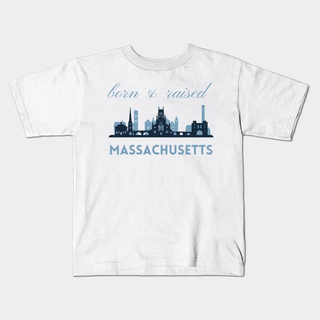 Born and raised Massachusetts Id rather be in Boston MA skyline state trip Kids T-Shirt by BoogieCreates